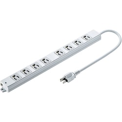 電源タップ マグネット 8個口 0.3m 3ピン 抜け止め 通電確認ランプ 絶縁キャップ付き アース端子 ユリア樹脂 固定穴 グレー 簡易ビニールパッケージ TAP-K8-03