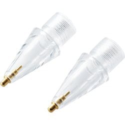 P-TIPAP04CR [Apple Pencil 第2世代/第1世代用 交換ペン先 2個入 太さ約1mm 極細 金属製 透明 シャーペンのような描き心地 アップルペンシル iPad用 ペン先 クリア]