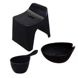 風呂椅子 洗面器 手桶 セット ヒューバス バススツール まとめ買い 3点セット 座面25cm ブラック