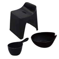 風呂椅子 洗面器 手桶 セット ヒューバス バススツール まとめ買い 3点セット 座面30cm ブラック