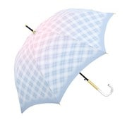 長傘 婦人用 晴雨兼用 ミルキートーン チェック 58cm ジャンプ式 UVカット加工 ブルー 109729