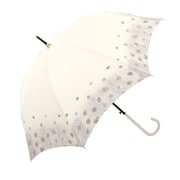 長傘 婦人用 晴雨兼用 ドットペイント 58cm ジャンプ式 UVカット加工 ホワイト 111283
