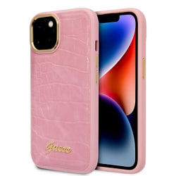GUHCP14MHGCRHP [iPhone 14 Plus用 GUESS（ゲス） 公式ライセンスクロコ調 背面ケース ピンク]