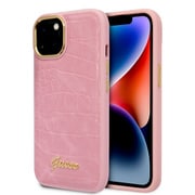 GUHCP14MHGCRHP [iPhone 14 Plus用 GUESS（ゲス） 公式ライセンスクロコ調 背面ケース ピンク]