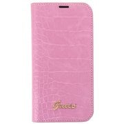 GUBKP14SHGCRHP [iPhone 14用 GUESS（ゲス） 公式ライセンス クロコ調 手帳型ケース ピンク]