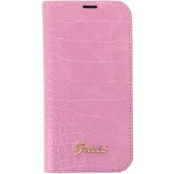 GUBKP14MHGCRHP [iPhone 14 Plus用 GUESS（ゲス） 公式ライセンス クロコ調 手帳型ケース ピンク]