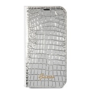GUBKP14SHGCRHS [iPhone 14用 GUESS（ゲス） 公式ライセンス クロコ調 手帳型ケース シルバー]