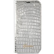 GUBKP14MHGCRHS [iPhone 14 Plus用 GUESS（ゲス） 公式ライセンス クロコ調 手帳型ケース シルバー]