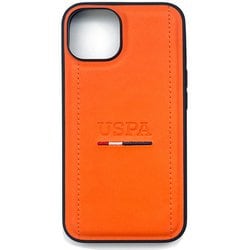 USHCP14SPINO [iPhone 14用 U.S. POLO ASSN. 公式ライセンス トリコロールスティッチ入り 背面ケース オレンジ]