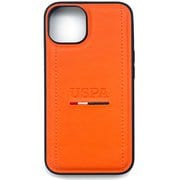 USHCP14SPINO [iPhone 14用 U.S. POLO ASSN. 公式ライセンス トリコロールスティッチ入り 背面ケース オレンジ]