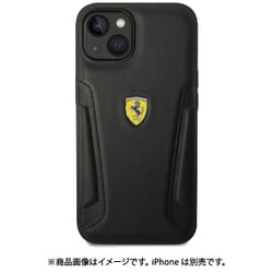 iPhone 14用 フェラーリ 公式ライセンス 本革 背面ケース ブラック FEHCP14SRBUK