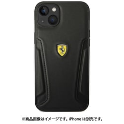 iPhone 14 Plus用 フェラーリ 公式ライセンス 本革 背面ケース ブラック FEHCP14MRBUK