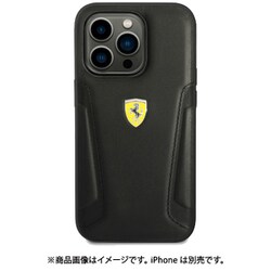 iPhone 14 Pro用 フェラーリ 公式ライセンス 本革 背面ケース ブラック FEHCP14LRBUK