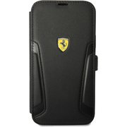 iPhone 14 Plus用 フェラーリ 公式ライセンス 本革+マイクロファイバー 手帳型ケース ブラック FEBKP14MRBUK