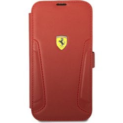 iPhone 14用 フェラーリ 公式ライセンス 本革＋マイクロファイバー 手帳型ケース レッド FEBKP14SRBUR