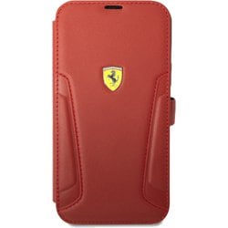 iPhone 14 Pro Max用 フェラーリ 公式ライセンス 本革＋マイクロファイバー 手帳型ケース レッド FEBKP14XRBUR