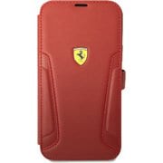 iPhone 14 Pro Max用 フェラーリ 公式ライセンス 本革+マイクロファイバー 手帳型ケース レッド FEBKP14XRBUR