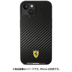 iPhone 14用 フェラーリ 公式ライセンス PUカーボン 背面ケース ブラック FEHCP14STABK