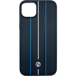 iPhone 14用 BMW - SIGNATURE COLLECTION - GENUINE LEATHER CASE WITH HOT STAMP LINES - BLACK BMHCP14S22RVSK