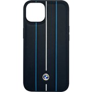 iPhone 14 Plus用 BMW - SIGNATURE COLLECTION - GENUINE LEATHER CASE WITH HOT STAMP LINES - BLACK BMHCP14M22RVSK