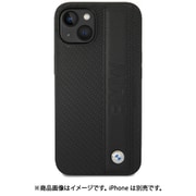 iPhone 14用 BMW - SIGNATURE COLLECTION - GENUINE LEATHER CASE TEXTURED AND BIG LOGO STRIPE - BLACK BMHCP14S22RDPK