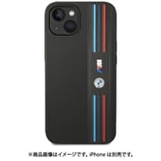 iPhone 14 Plus用 BMW - M COLLECTION - PU LEATHER MESH CASE AND PRINTED TRICOLOR LINES AND LOGO - BLACK BMHCP14M22PPMK