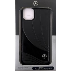 iPhone 14 Plus用 MERCEDES-BENZ - GENUINE LEATHER CASE - NEW WAVE III - BLACK MEHCP14M8ROLK