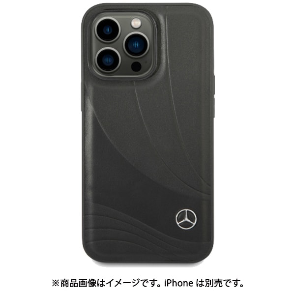 iPhone 14 Pro用 MERCEDES-BENZ - GENUINE LEATHER CASE - NEW WAVE III - BLACK MEHCP14L8ROLK