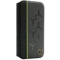 iPhone 14 Pro用 Lamborgihini - Geniune leather ,Alcantara ＆ carbon book case GN LB-TPUFCIP14P-AV/D12-GN