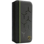 iPhone 14 Pro用 Lamborgihini - Geniune leather ,Alcantara & carbon book case GN LB-TPUFCIP14P-AV/D12-GN