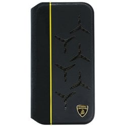 iPhone 14 Plus用 Lamborgihini - Geniune leather ,Alcantara ＆ carbon book case YW LB-TPUFCIP14M-AV/D12-YW