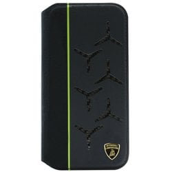 iPhone 14 Plus用 Lamborgihini - Geniune leather ,Alcantara ＆ carbon book case GN LB-TPUFCIP14M-AV/D12-GN