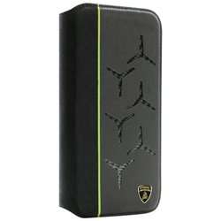 iPhone 14 Pro Max用 Lamborgihini - Geniune leather ,Alcantara ＆ carbon book case GN LB-TPUFCIP14PM-AV/D12-GN