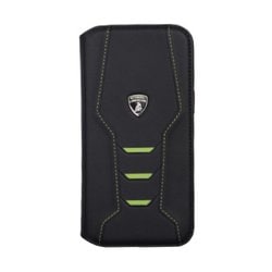 iPhone 14 Pro Max用 Lamborgihini - Geniune leather book case GN LB-TPUFCIP14PM-HU/D16-GN