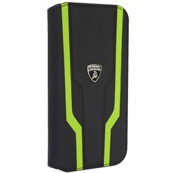 iPhone 14 Pro Max用 Lamborgihini - Geniune leather book case GN LB-TPUFCIP14PM-HU/D17-GN