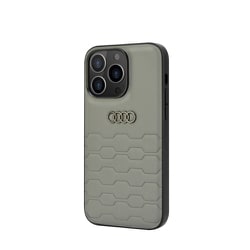 iPhone 14 Pro用 Audi - Geniune leather back cover GY AU-TPUPCIP14P-GT/D2-GY