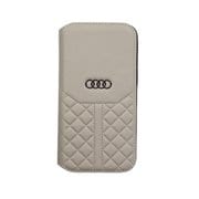 iPhone 14 Pro用 Audi - Genuine leather book case GY AU-TPUFCIP14P-Q8/D1-GY