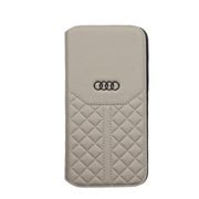 iPhone 14 Pro Max用 Audi - Genuine leather book case GY AU-TPUFCIP14PM-Q8/D1-GY
