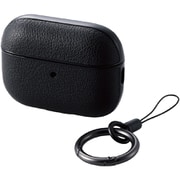 AirPods Pro 2用 ケース ヴィーガンレザー 衝撃吸収 落下防止 カラビナ付 MagSafe充電/背面RESETボタン/ストラップループ対応 ブラック AVA-AP4PLCBK