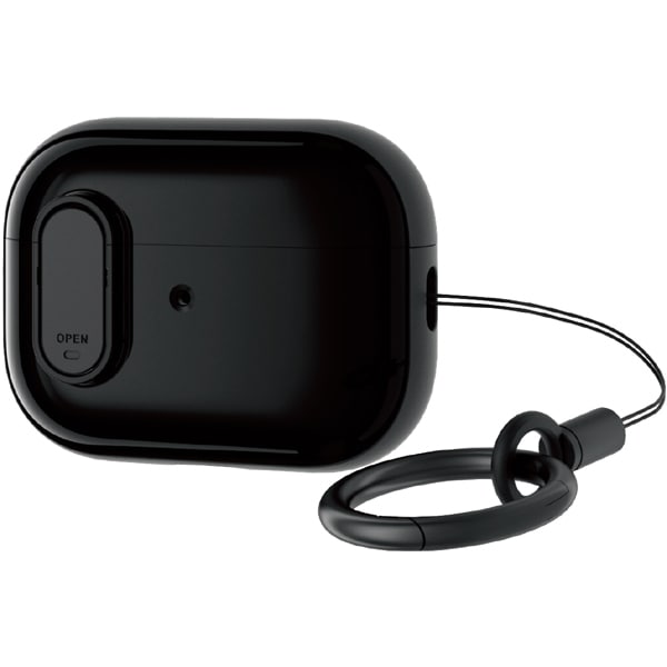 エレコム ELECOMAirPods Pro（第2世代）用 ケース ハイブリッド 衝撃吸収 フタ開閉ロック機能 落下防止 カラビナ付 MagSafe充電/背面RESETボタン/ストラップループ対応 TOUGH SLIM ブラック AVA-AP4TSLBKΩ