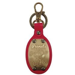 PEANUTS レザーキーホルダー 小判型 ハート RD [キャラクターグッズ]