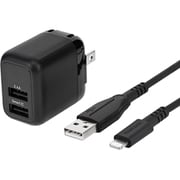 最大12W USB Type-A 2ポート AC充電器+超タフUSB Type-A to Lightningケーブル セット 2m OWL-AC12WCBAL20-BK