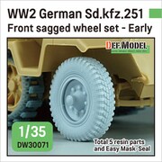 DW30071 1/35 WWII ドイツ Sd.kfz.251ハノマーク用 初期型 自重変形フロントタイヤセット（各社キット対応） [プラモデル用パーツ]