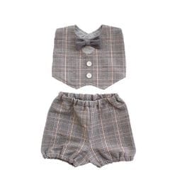 男の子蝶ネクタイスタイ＆ブルマセット チェック K55-01403
