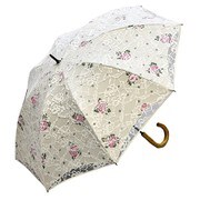 205S [GENUINE UMBRELLA WORKS（ジェニュイン アンブレラ ワークス） ラッセルレース二重張り ポルカドット 長傘 オフホワイト 47cm 晴雨兼用 手開き レディース]