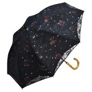 205S [GENUINE UMBRELLA WORKS（ジェニュイン アンブレラ ワークス） ラッセルレース二重張り ポルカドット 長傘 ブラック 47cm 晴雨兼用 手開き レディース]