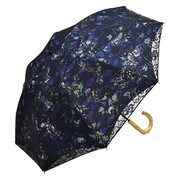 長傘 晴雨兼用 ラッセルレース二重張り フローラル 47cm 手開き式 グラスファイバー ネイビー 206S