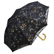 長傘 晴雨兼用 ラッセルレース二重張り フローラル 47cm 手開き式 グラスファイバー ブラック 206S