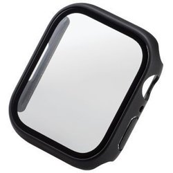 AW-22AFCGOBK [アップルウォッチ カバー Apple Watch Series 9/8/7［45mm］ フルカバー ケース 強化ガラス ゴリラガラス 表面硬度10H 全面保護 液晶 側面 耐衝撃 指紋防止 飛散防止 側面マット ブラック]
