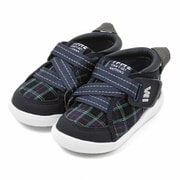 播州織チェック柄キネティックベルトスニーカー 20-3302 ネイビー 12cm [ベビーシューズ]
